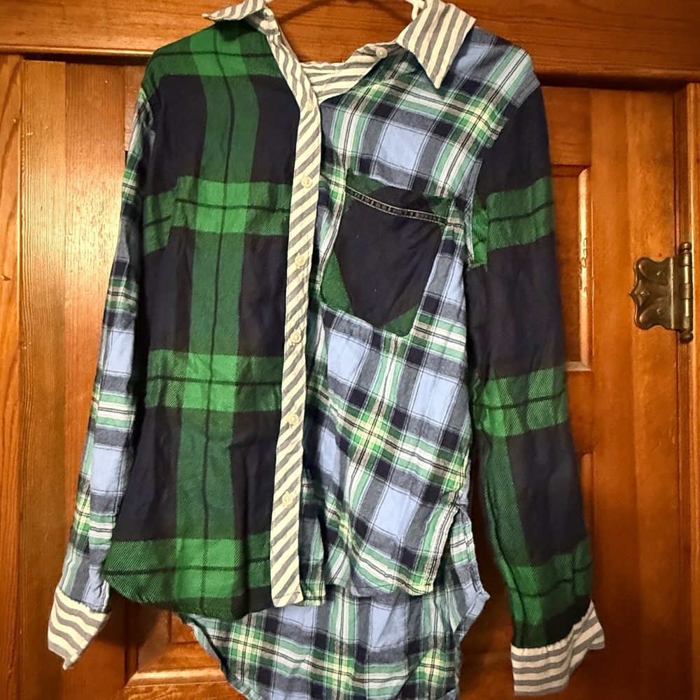 Green and Blue Patchwork Plaid Sleepshirt